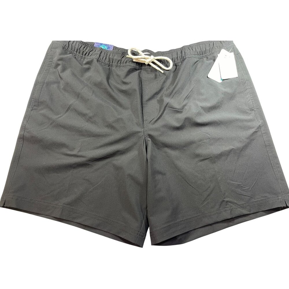 Trinity Coast Mens Size 2XB Swim Trunks Black 9" Inseam Elastic Waist Side Pocke